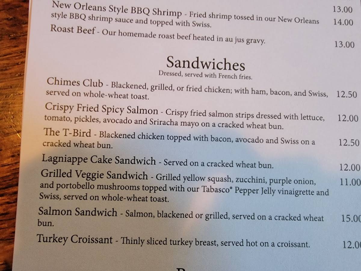 Menu at The Chimes pub & bar, Baton Rouge