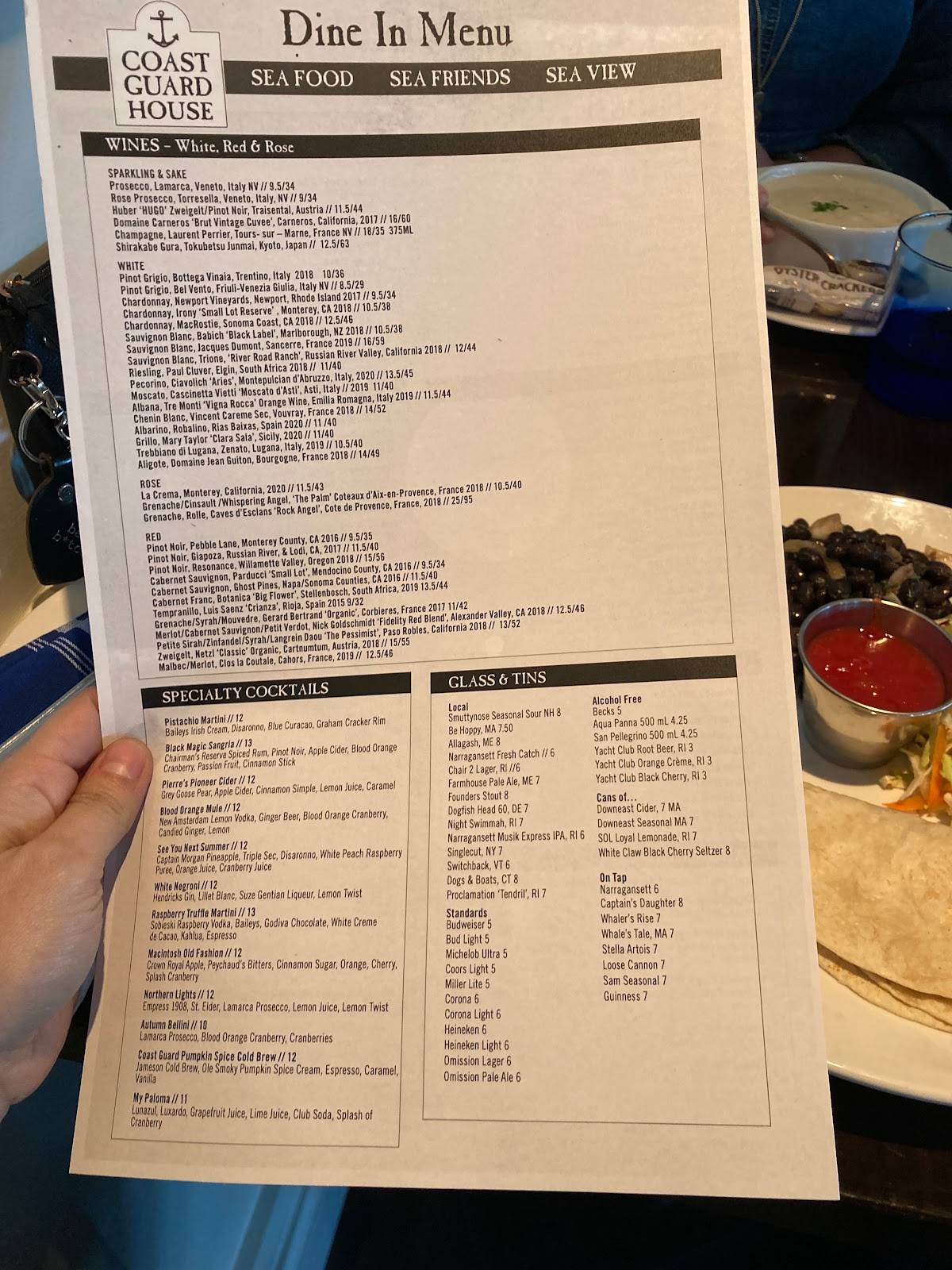 Menu At The Coast Guard House Restaurant, Narragansett