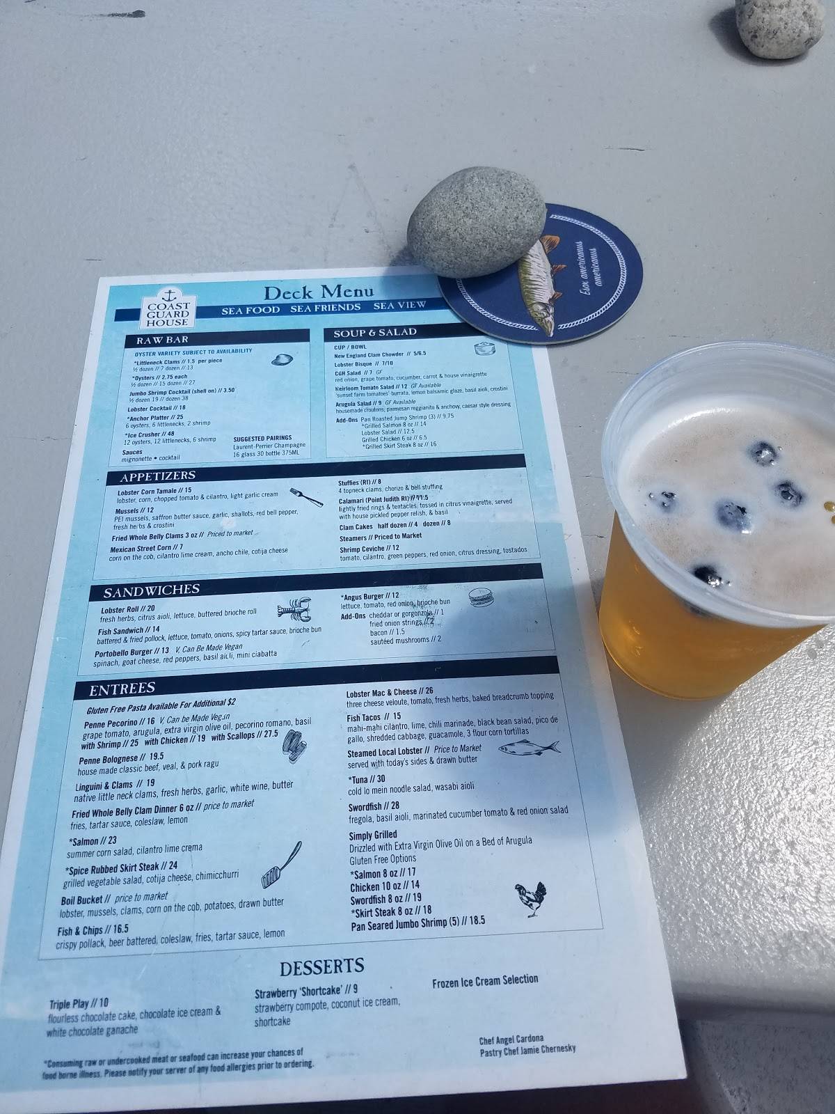 Menu At The Coast Guard House Restaurant, Narragansett