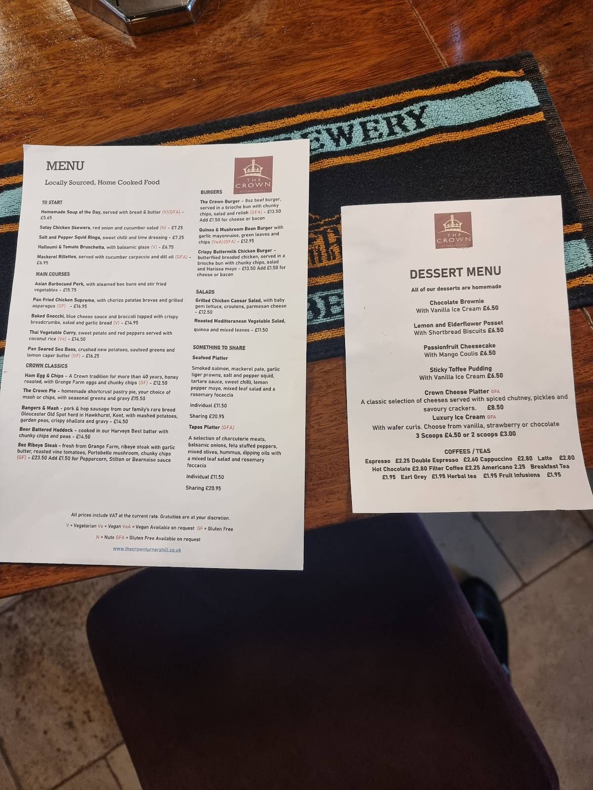 Menu at The Crown at Turners Hill pub & bar, Crawley Down, East St