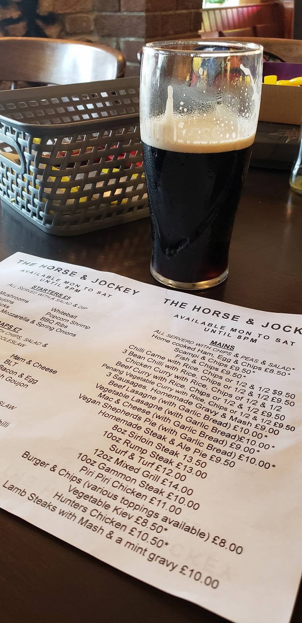 Menu at The Horse & Jockey pub & bar, Cardiff