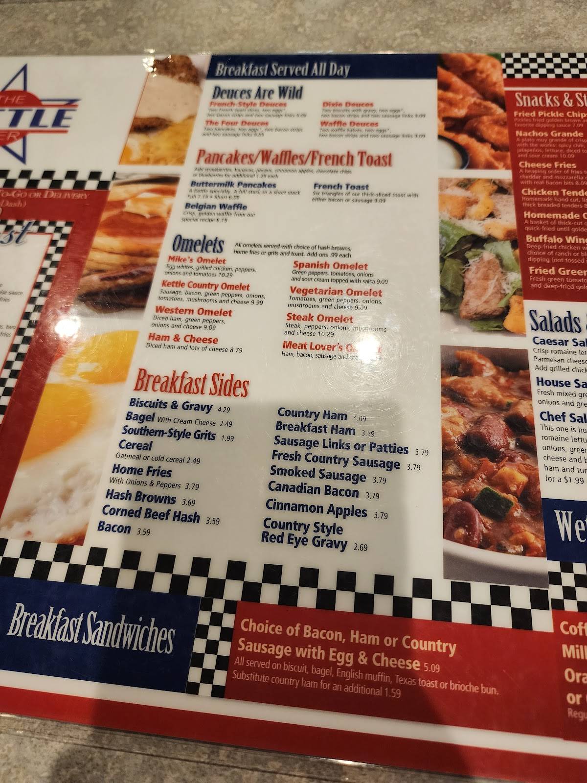 Menu at The Kettle Diner restaurant, Jacksonville, 300 Marine Blvd