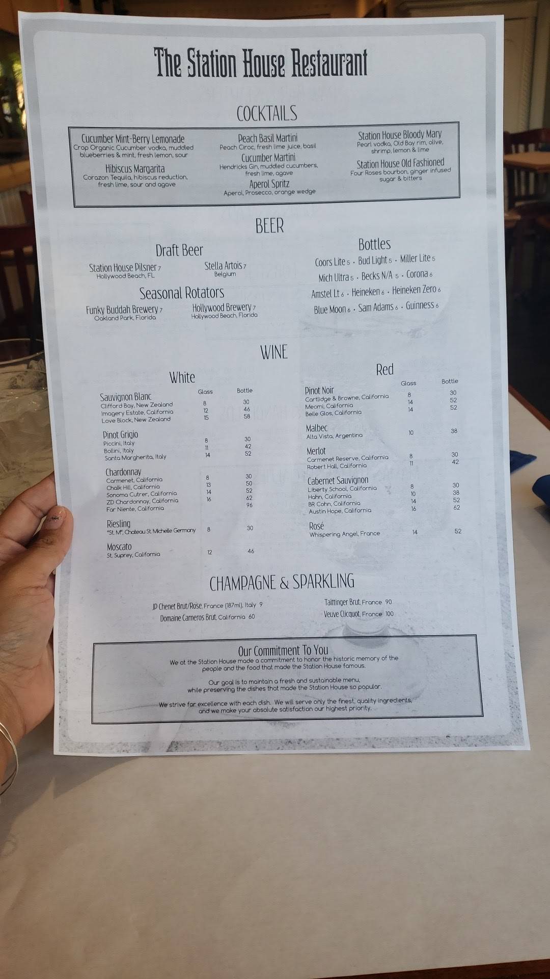 Menu at The Station House Restaurant, Lantana