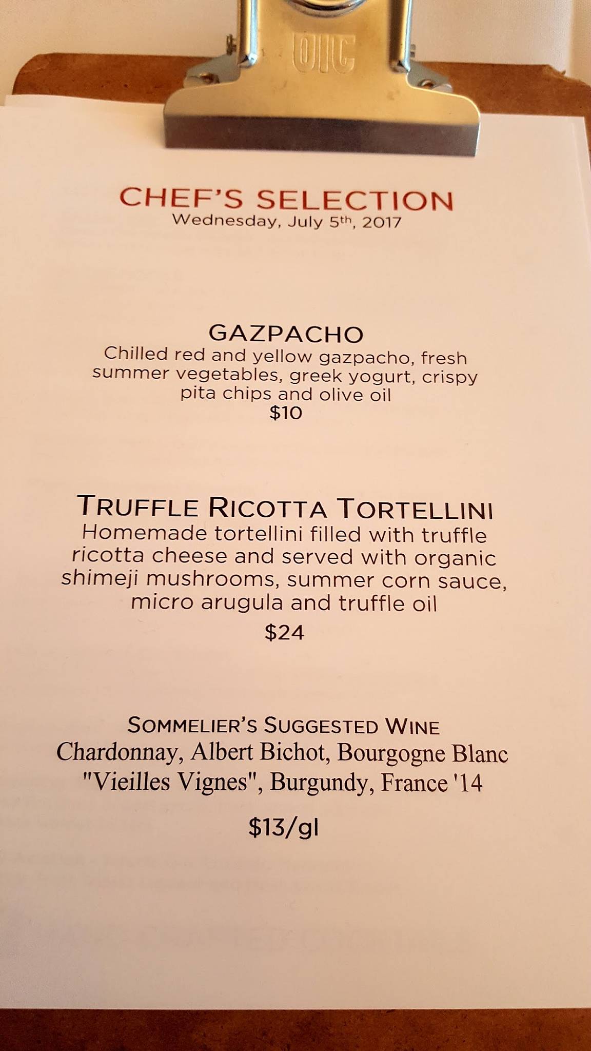 Menu at Vintner Grill pub & bar, Las Vegas