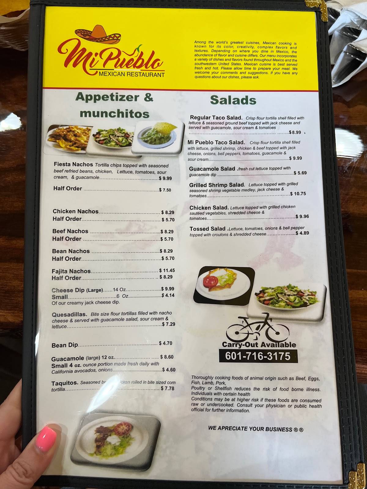 Menu at Mi Pueblo Mexican Restaurant, Wiggins, 620 W Frontage Dr w