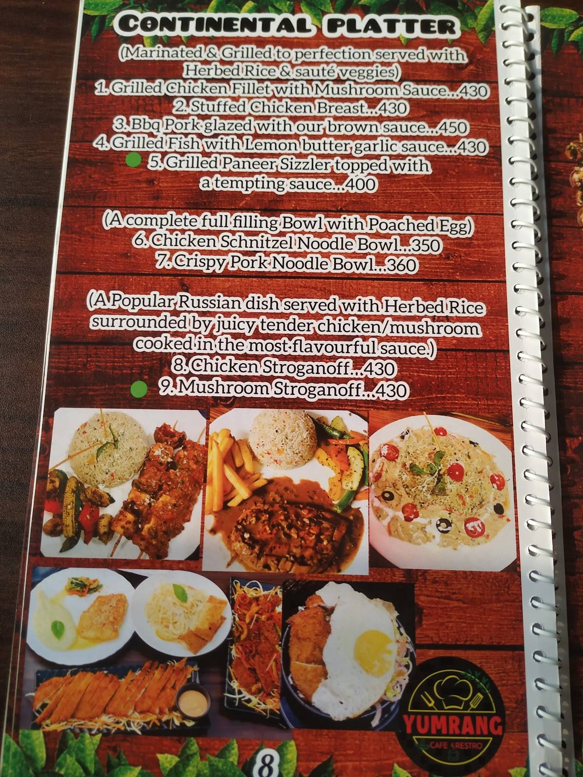 Menu at Yumrang Cafe & Restro, Guwahati