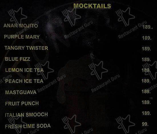 Menu at Don's Den, New Delhi