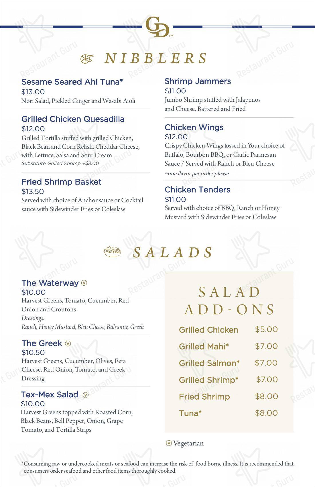 Menu at Anchor Café at Grande Dunes pub & bar, Myrtle Beach