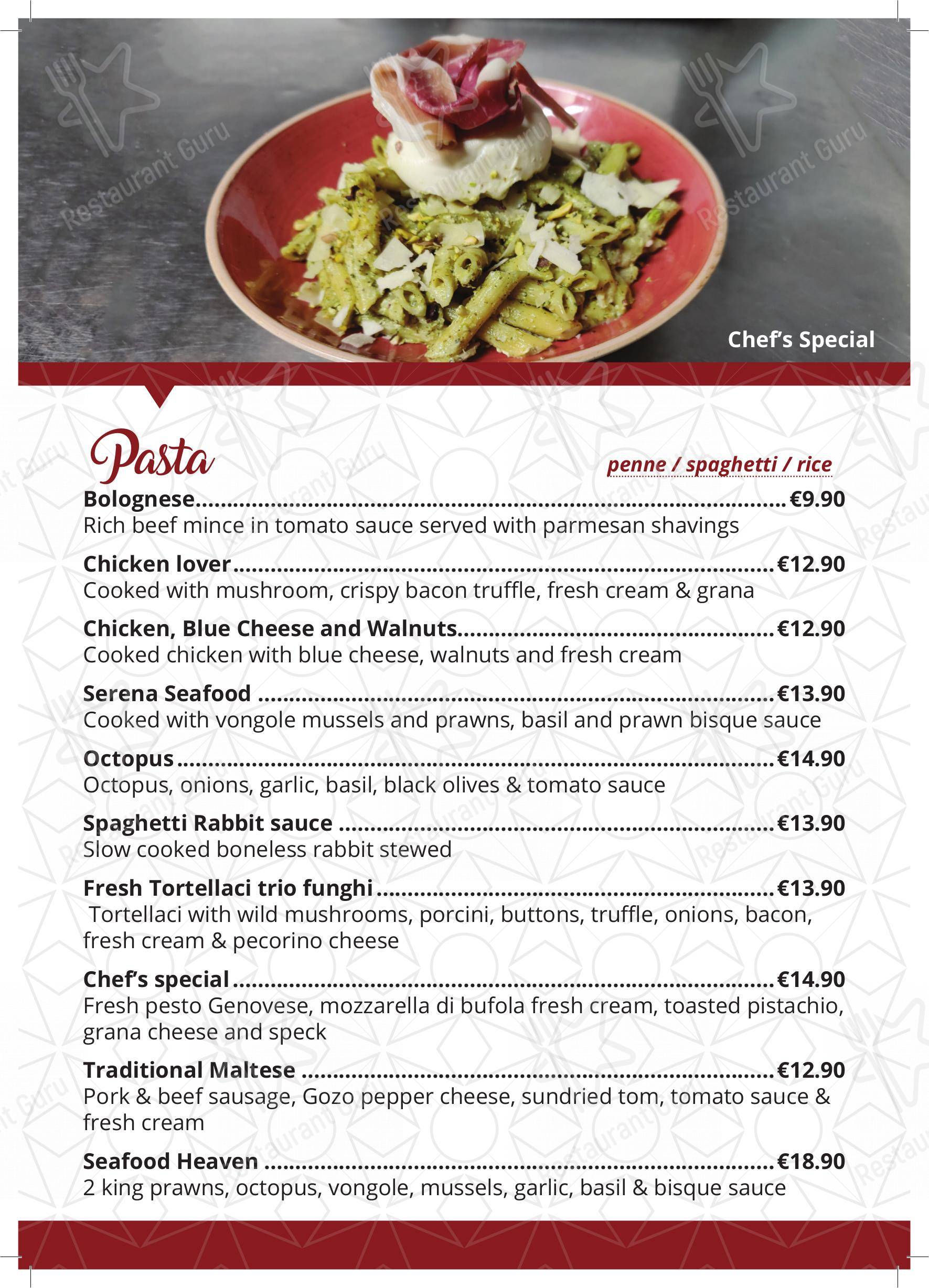 Menu at AngloMaltese Restaurant, Valletta