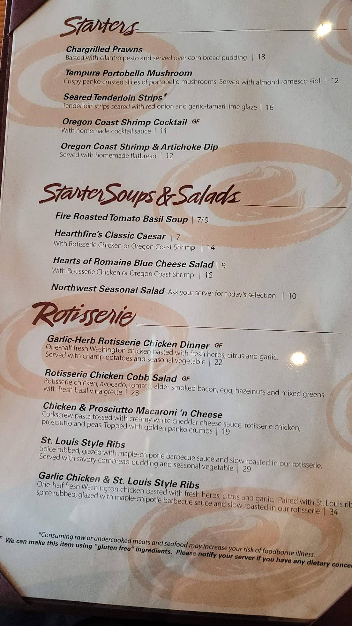 Menu at Anthony's Hearthfire Grill, Bellingham steakhouse, Bellingham