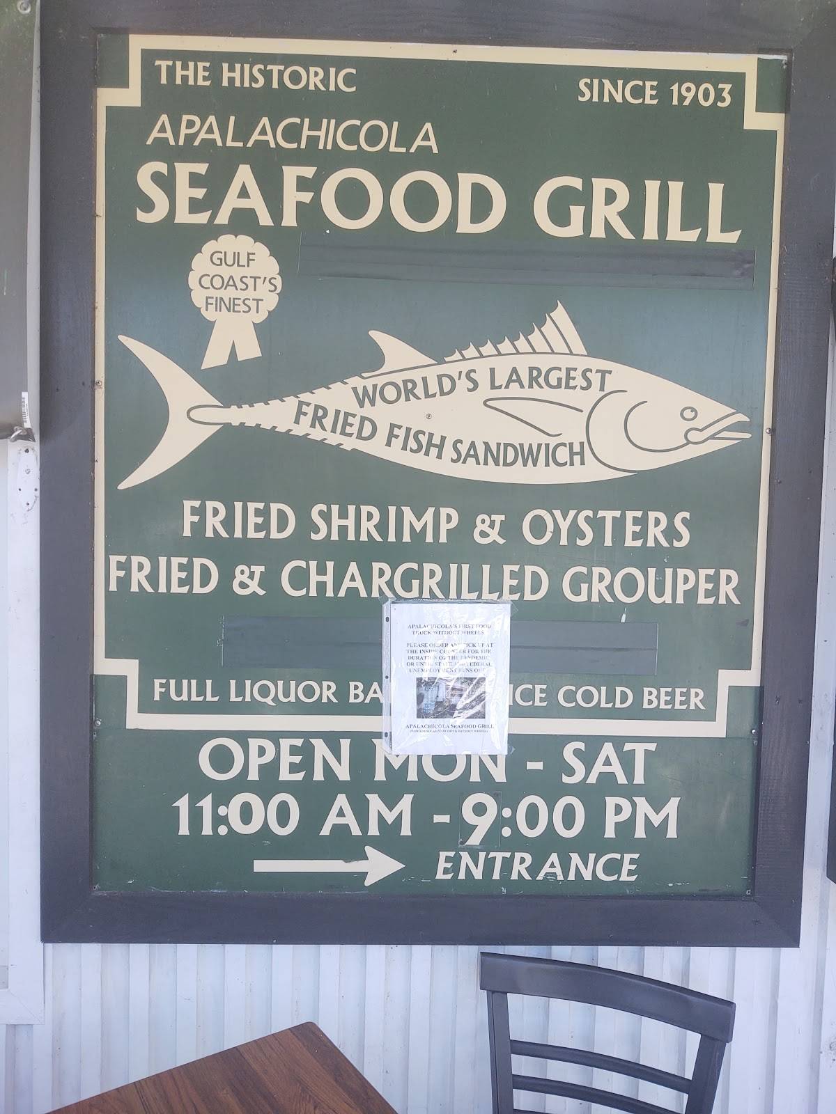 Menu at Apalachicola Seafood Grill restaurant, Apalachicola