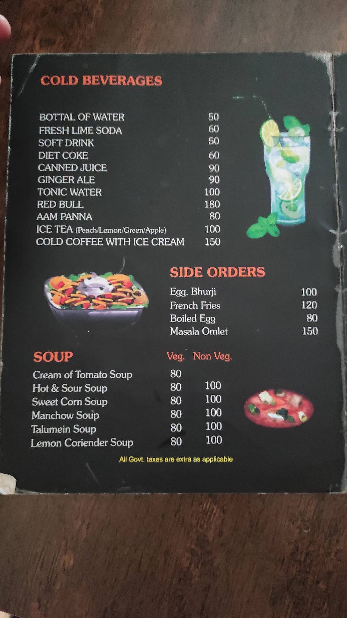 Menu at Apsara Cafe, Rohtak