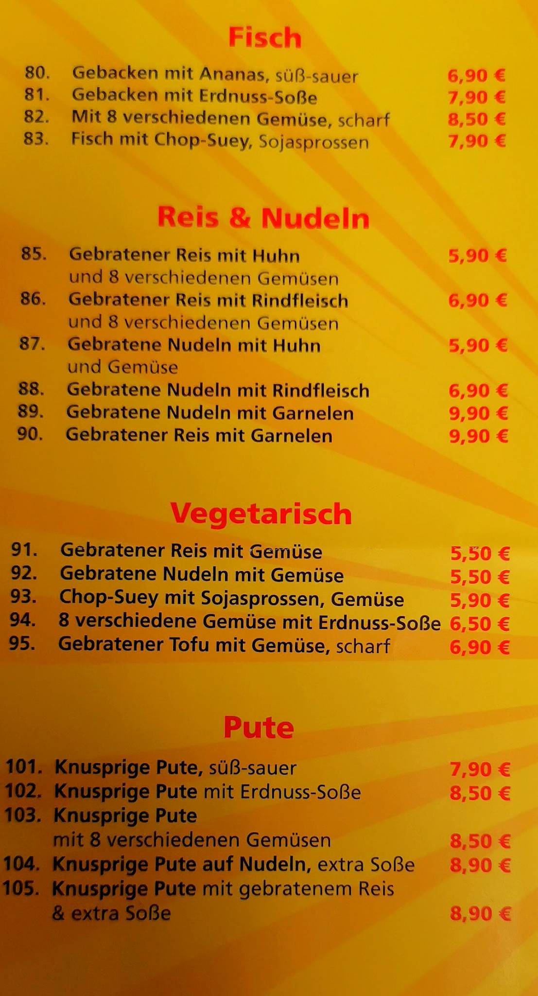 Speisekarte von Asia Imbiss Kim fast Food, Neustadt in Holstein