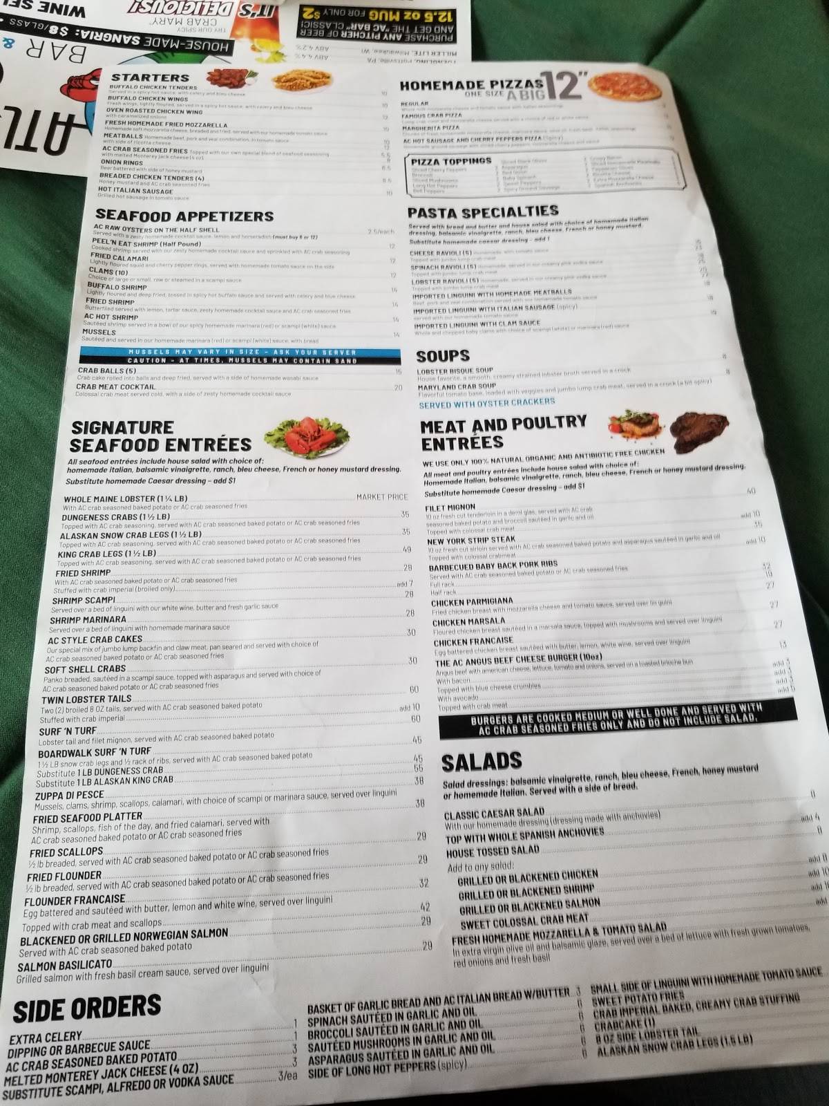 Menu at Atlantic City Bar & Grill, Atlantic City, Pacific Ave