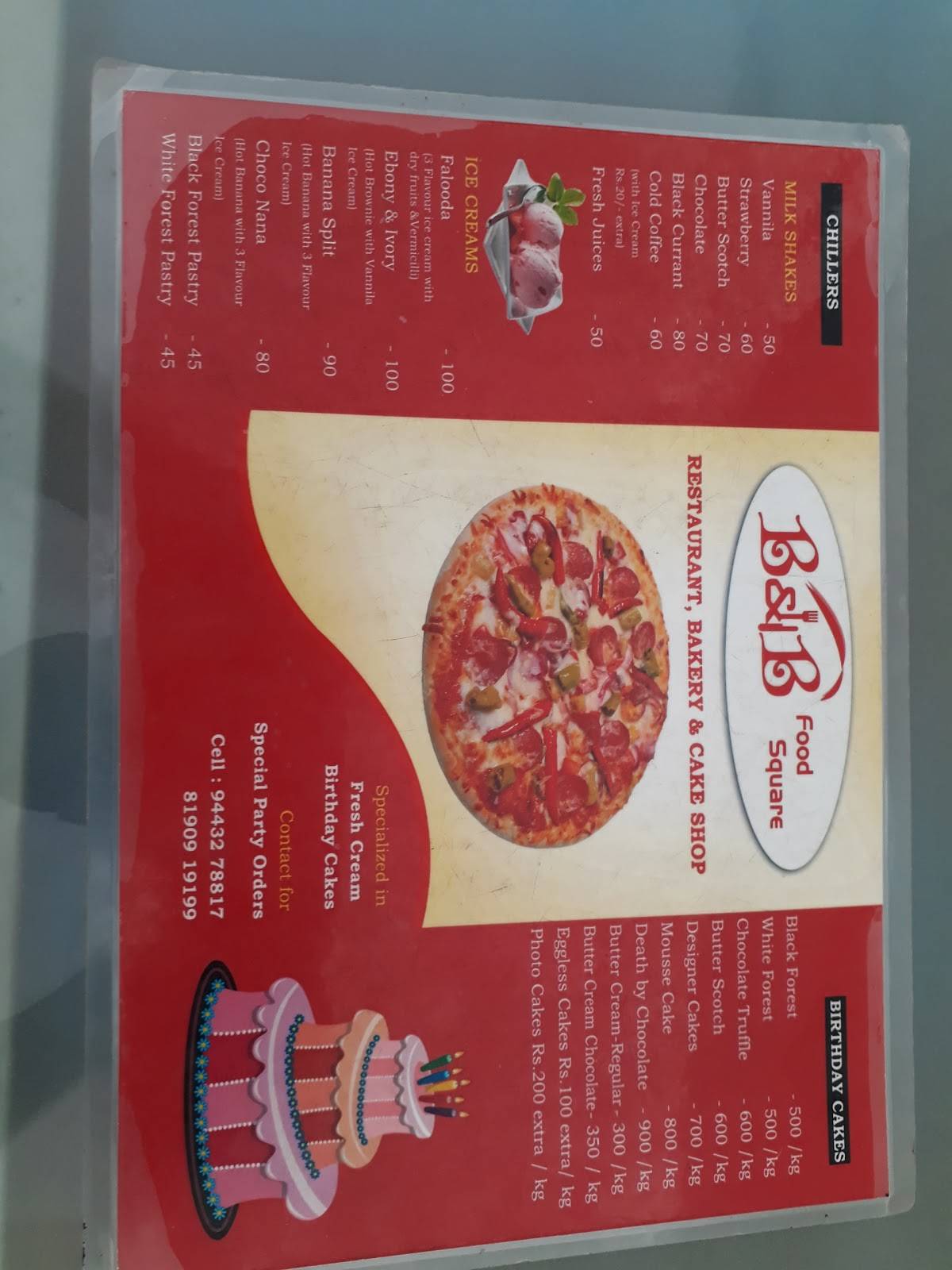 Menu At B & B Food Square, Bakery And Pizza Station, Cuddalore