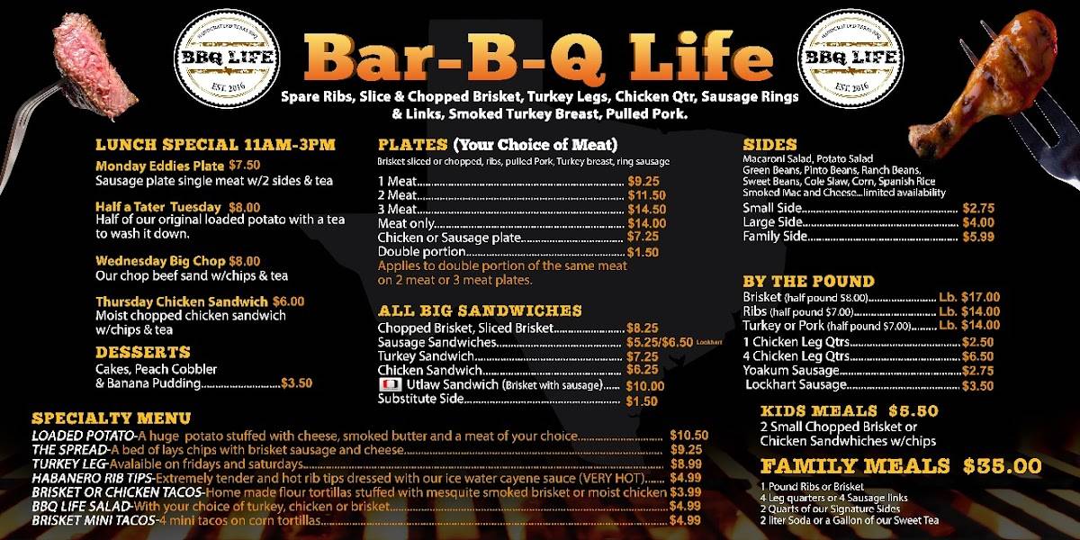 Menu at BBQLIFE By Chris, San Antonio