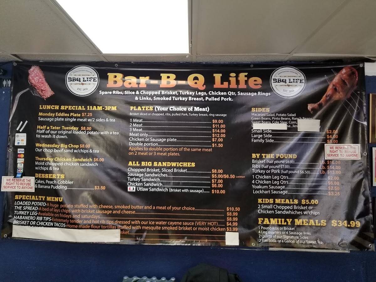 Menu at BBQLIFE By Chris, San Antonio