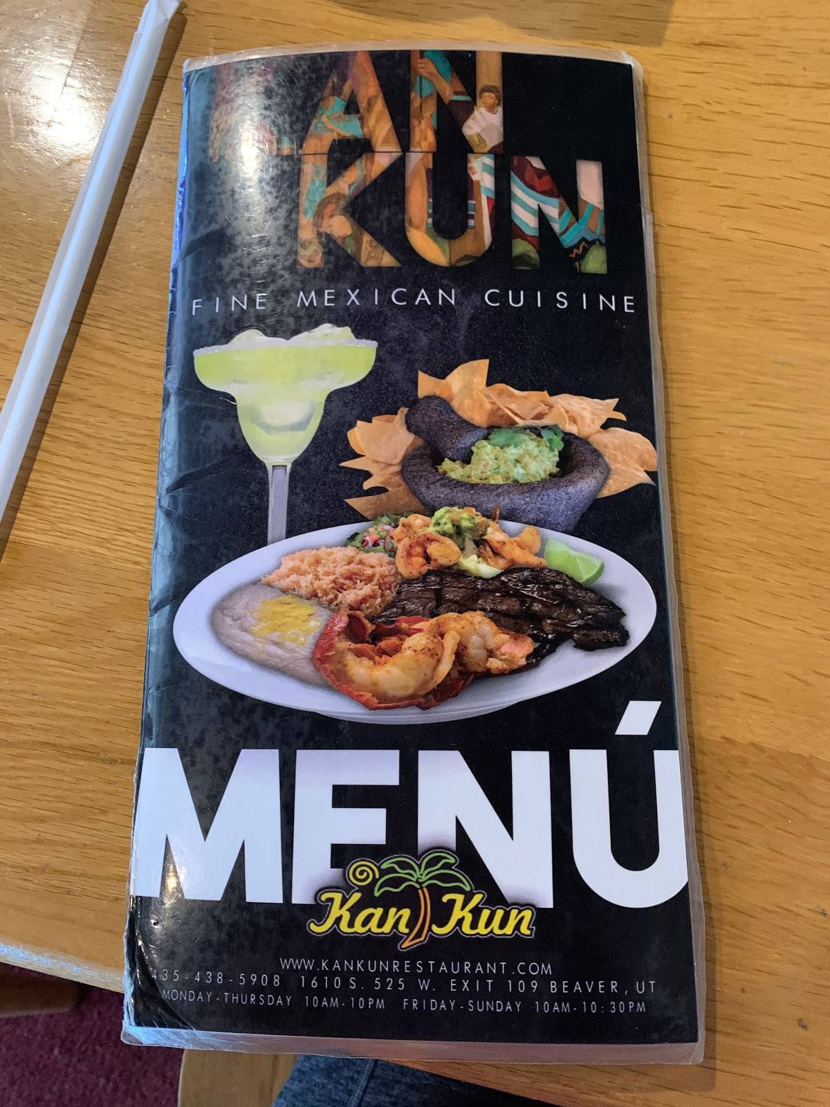 Menu at Kan Kun Mexican Restaurant, Beaver, 1680 525 W