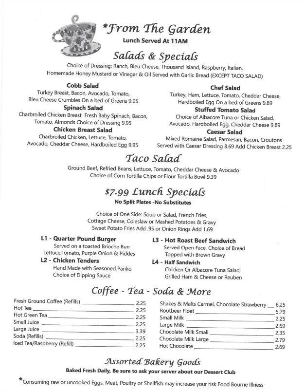 Menu at The Horseshoe cafe, Benson, 154 E 4th St