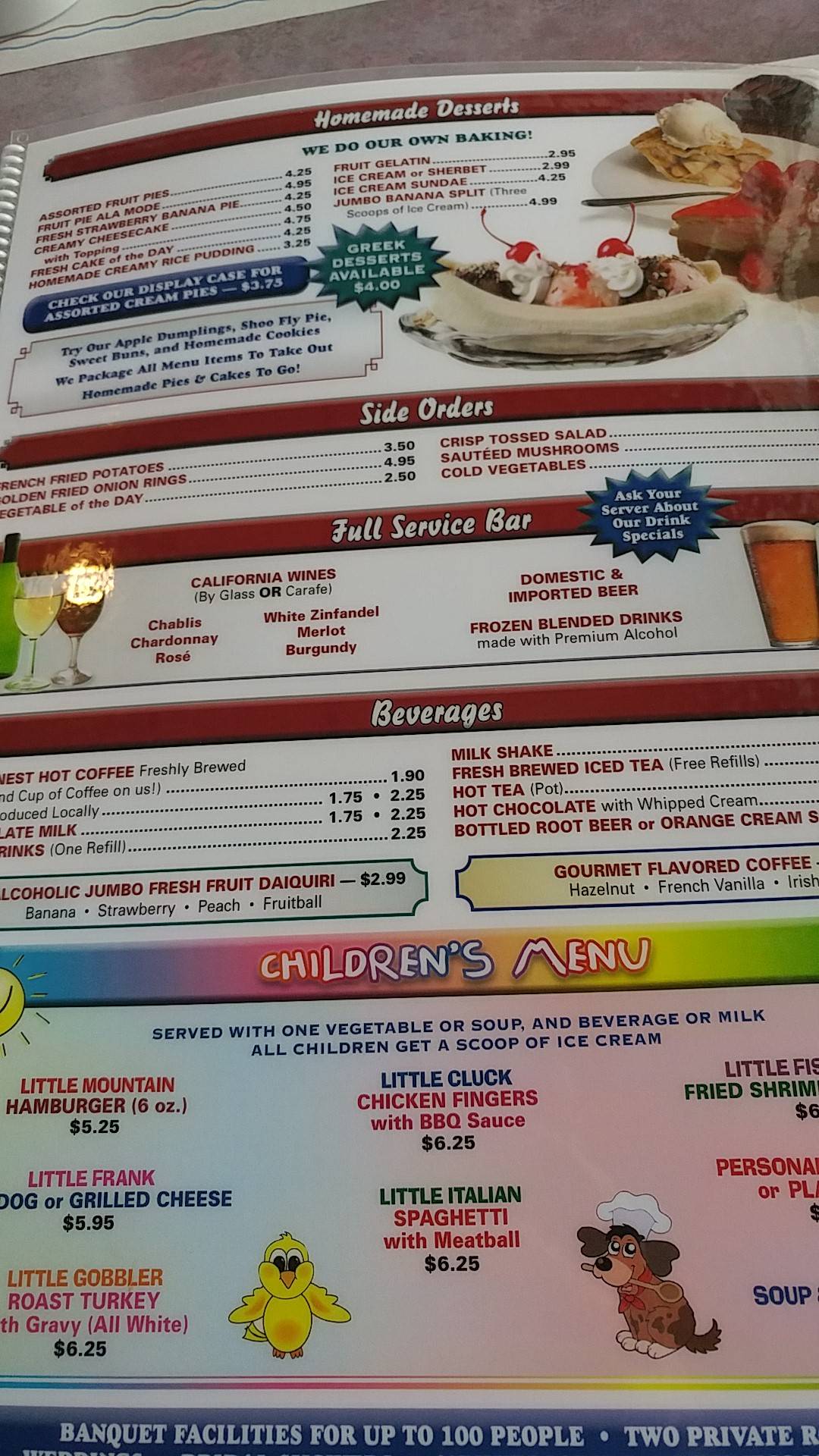 Menu at Blue Mountain Family Restaurant, Shartlesville, 24 Roadside Dr