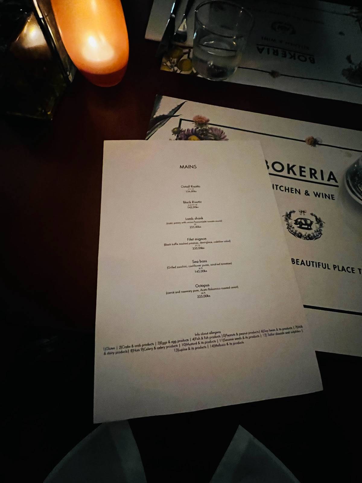 Menu at Bokeria Kitchen & Wine restaurant, Split
