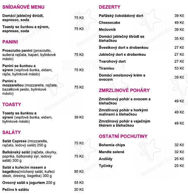 Jet Café menu