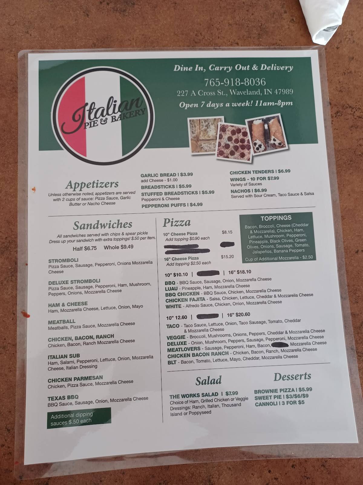 Menu at Brother Joe's BBQ, Waveland