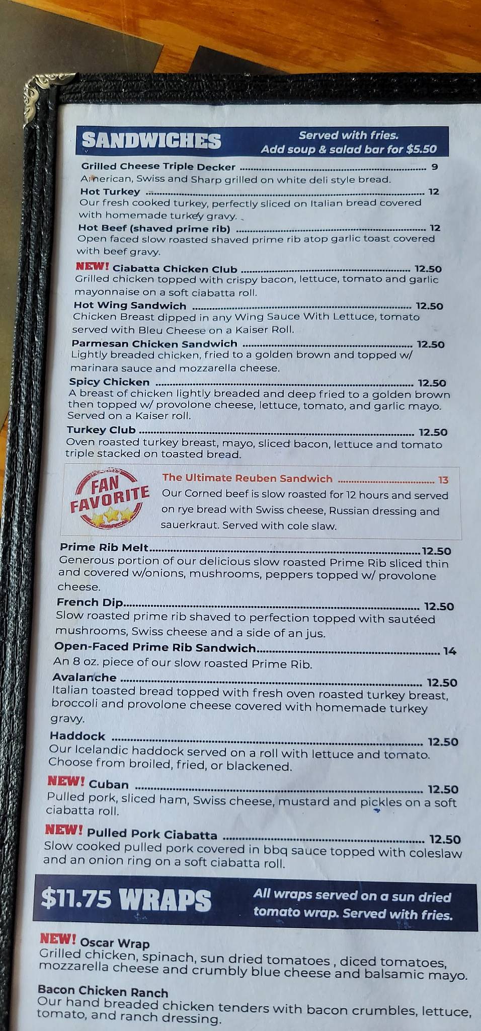 Menu at Buster's Restaurant, Ogdensburg