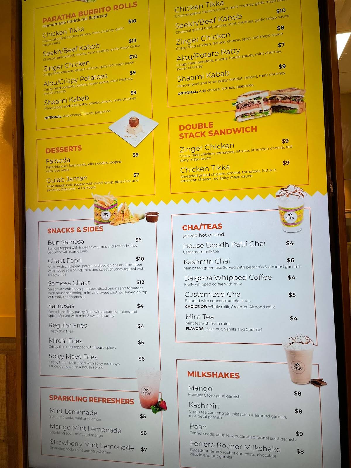 Menu at CHA Street Food (Tysons Corner Mall) restaurant, Tysons