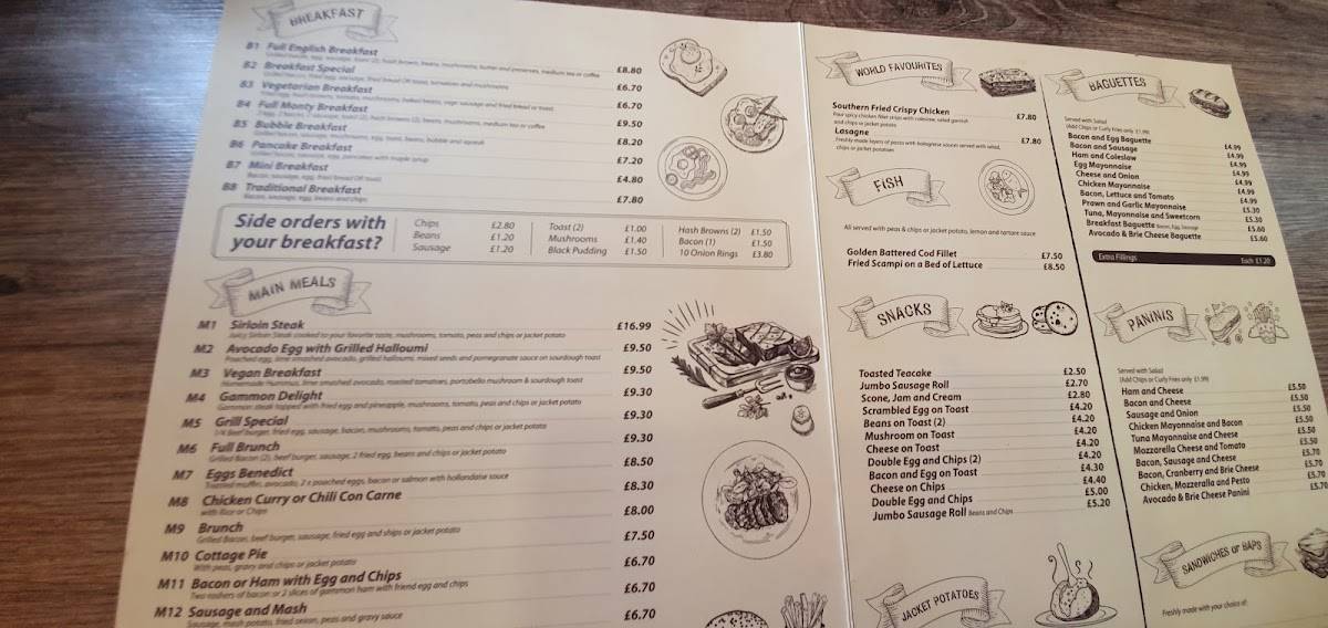 Menu at Hursley Cafe, Eastleigh