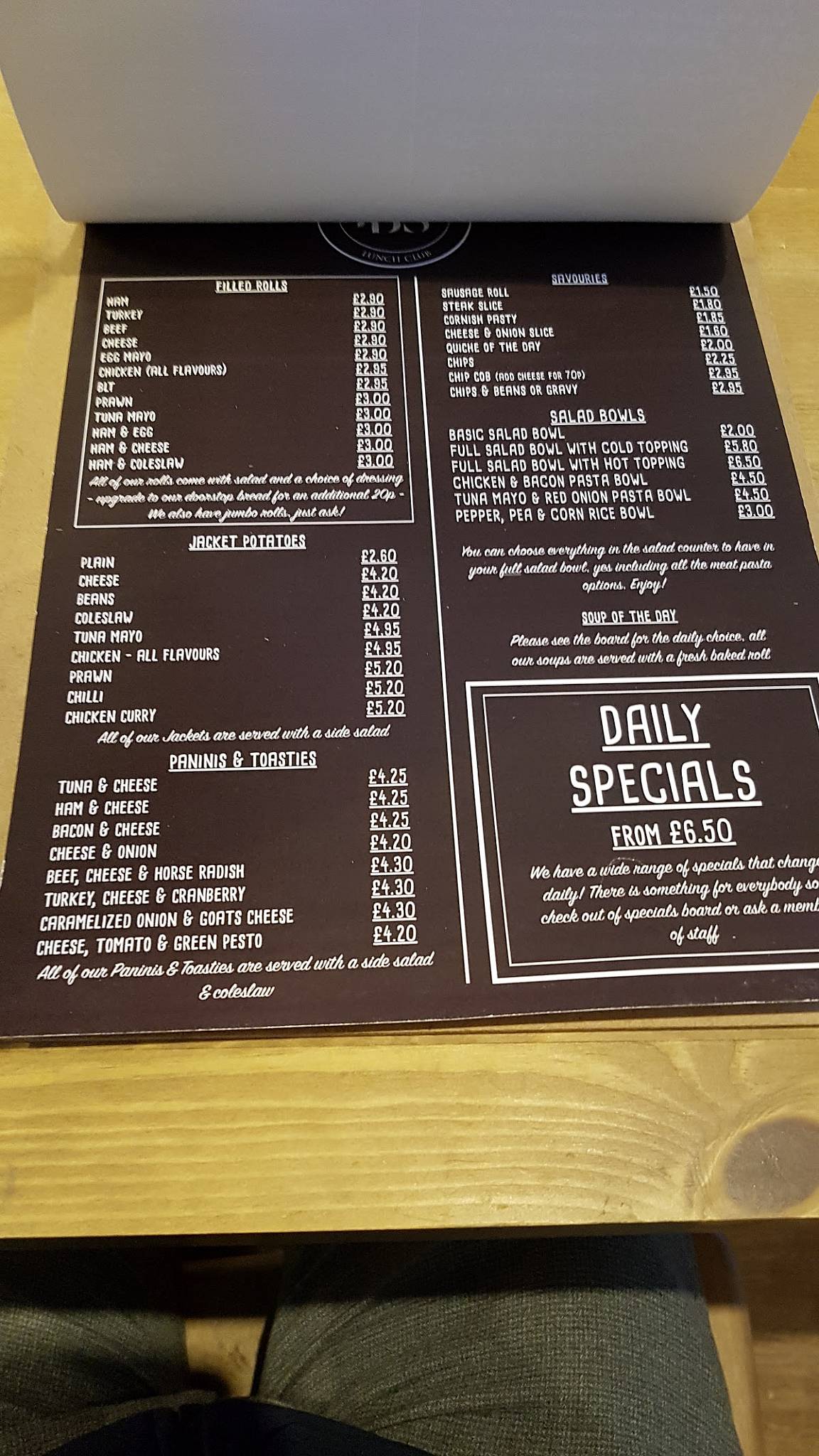 Menu at The Bakers Shop Cafe Ltd, Mansfield