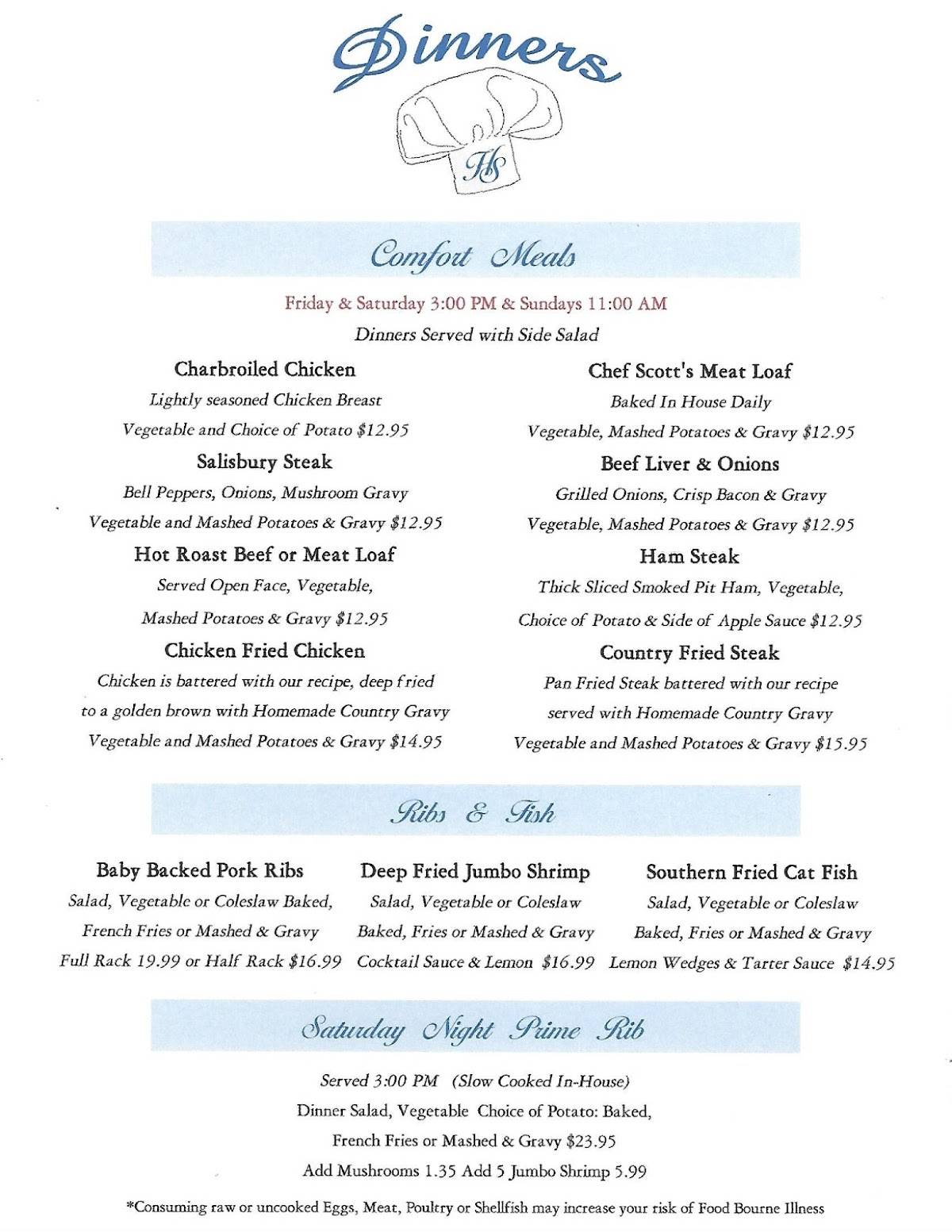 Menu at The Horseshoe cafe, Benson, 154 E 4th St