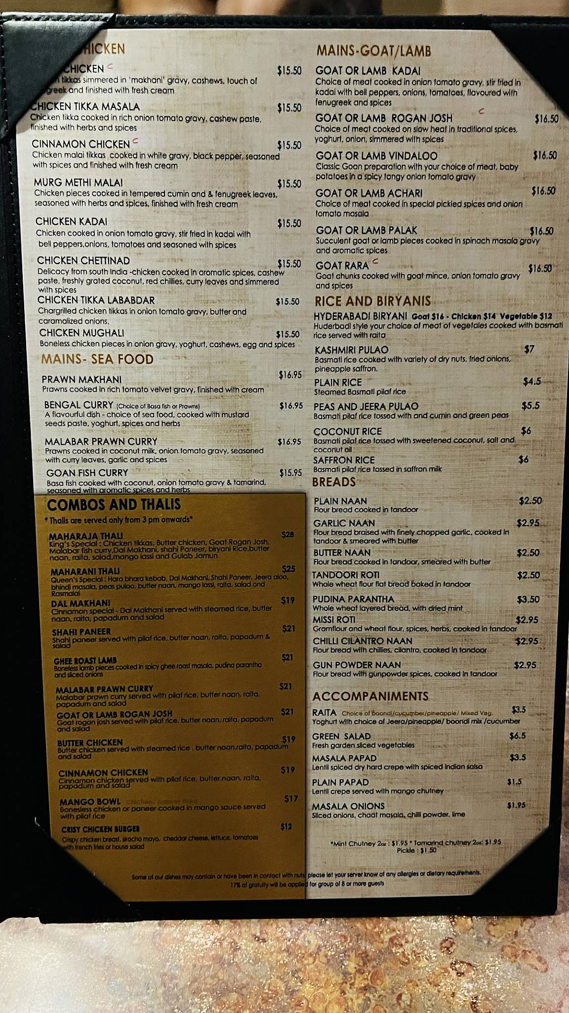 Menu at Cinnamon Indian Cuisine & Bar, Calgary, 23 St NE
