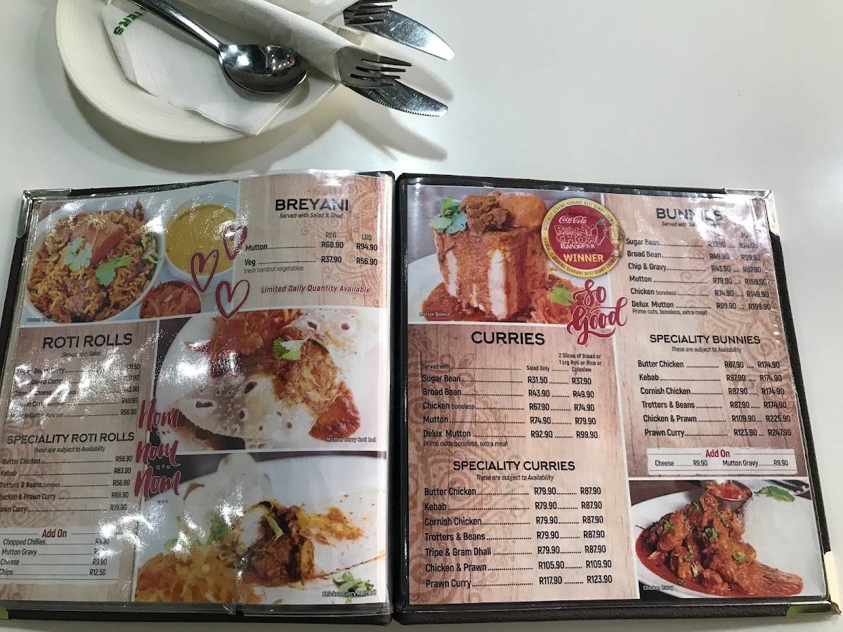 Menu at CaneCutters Umhlanga restaurant, Durban, 70 Horizon Views