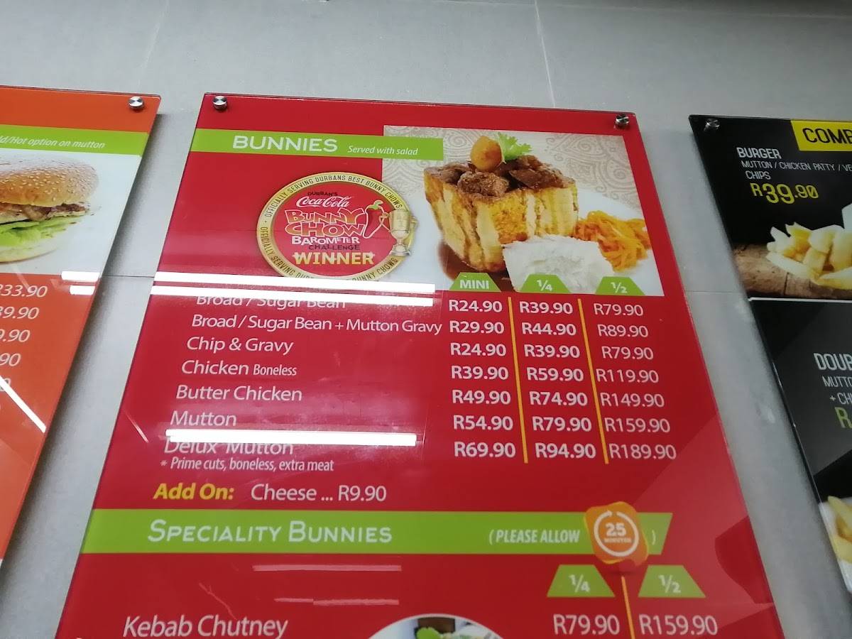 Menu at CaneCutters Umhlanga restaurant, Durban, 70 Horizon Views