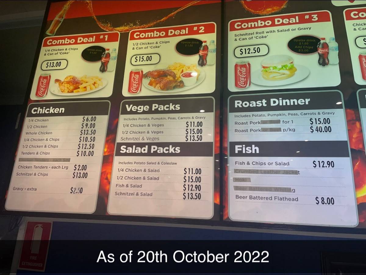 Menu at Charcoal Chicken fast food, Grafton