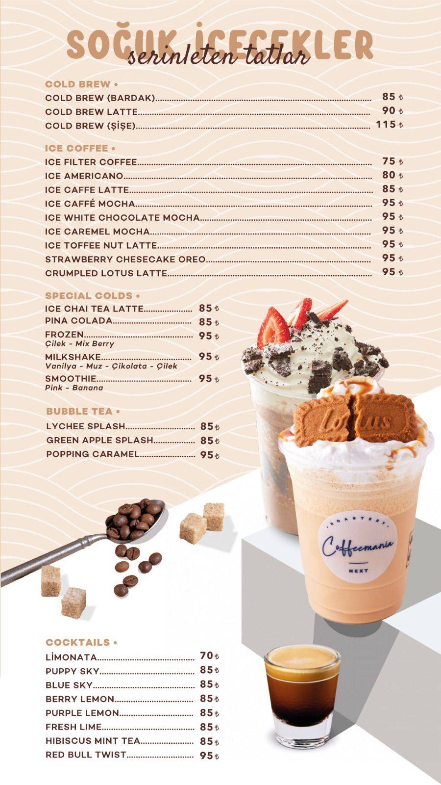 Menu at Coffeemania Next Metrogarden, Istanbul