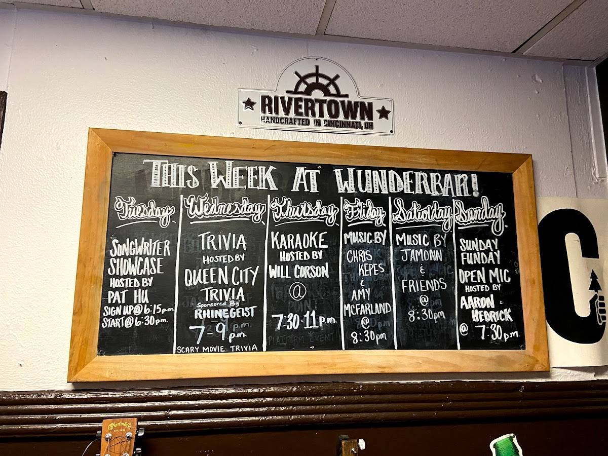 Menu at Wunderbar!, Covington