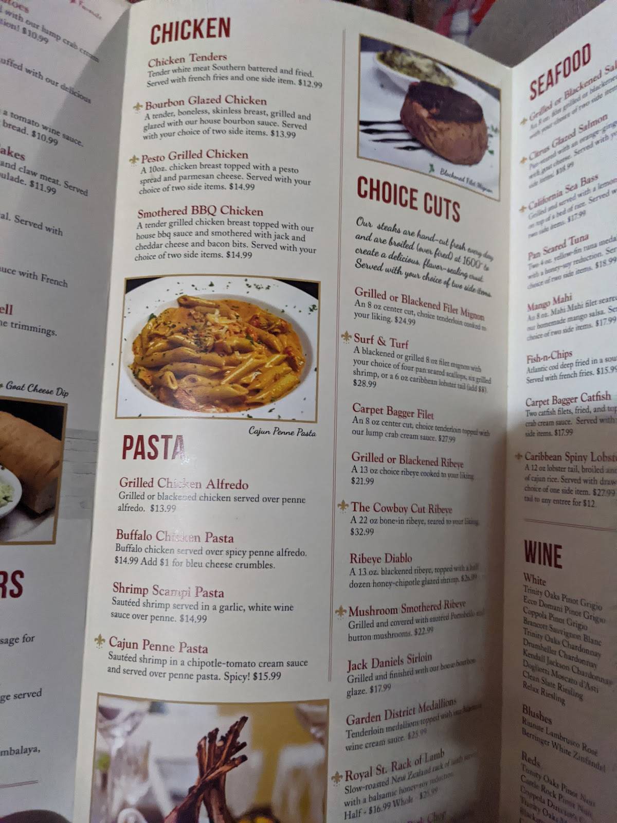 Menu at Crawdaddy's pub & bar, Cookeville