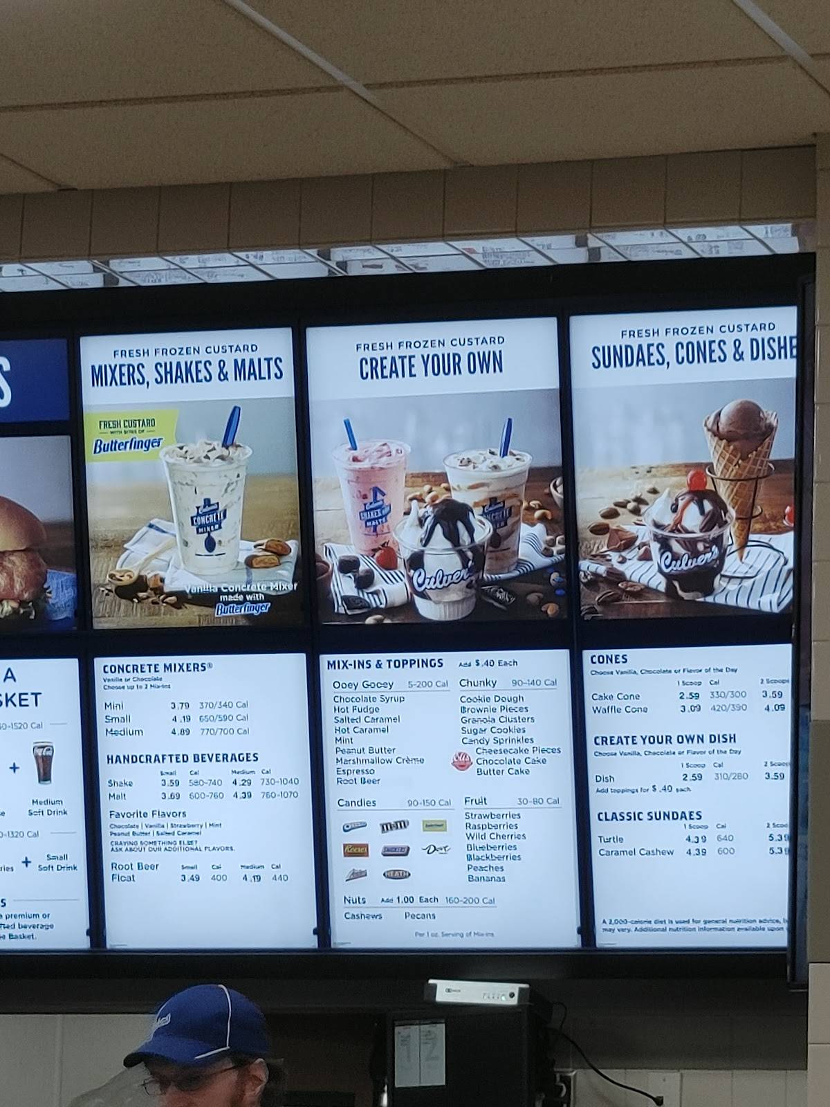 Menu at Culver’s fast food, Flower Mound, Flower Mound Rd