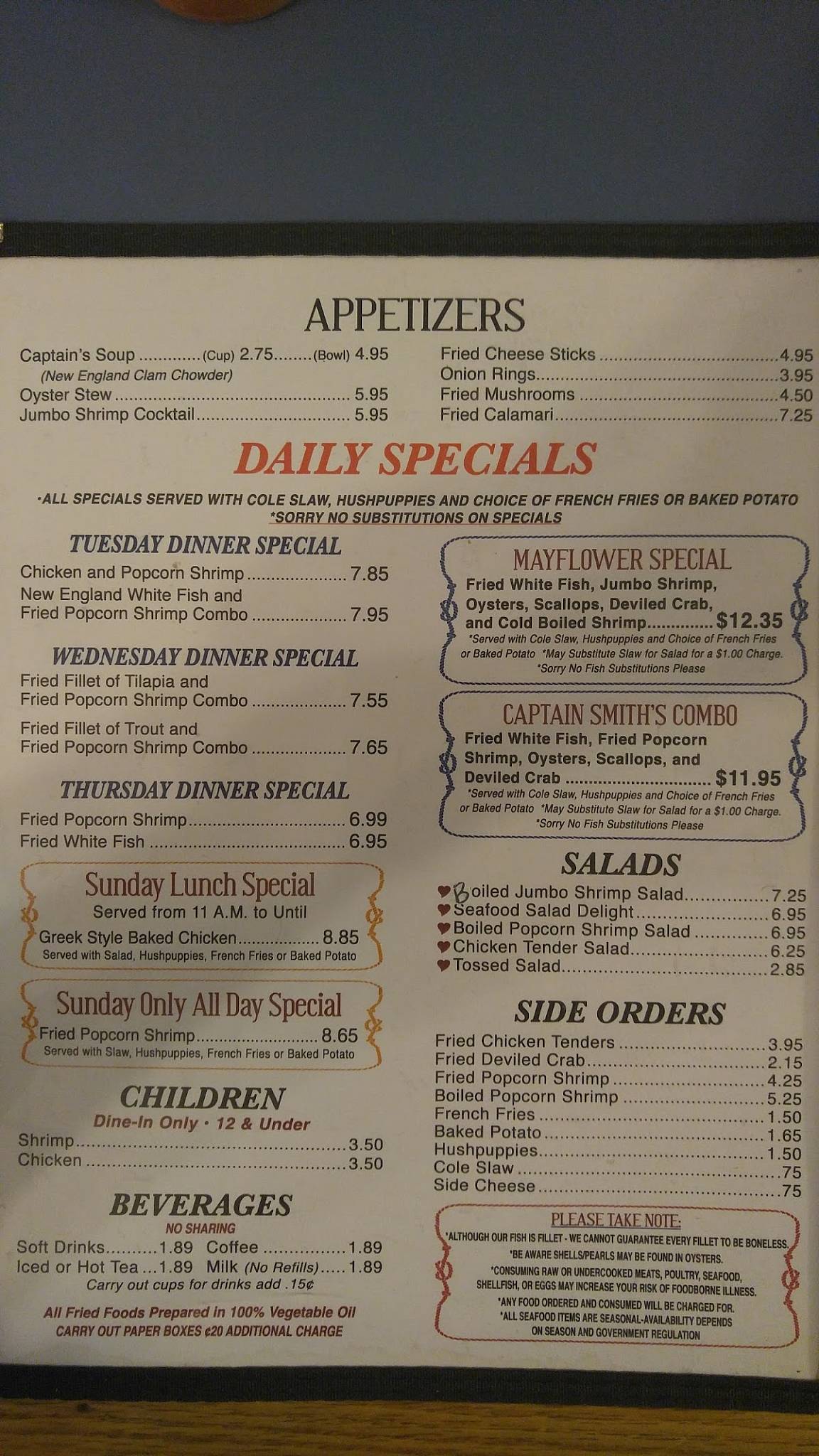 Menu At Mayflower Seafood Restaurant Danville