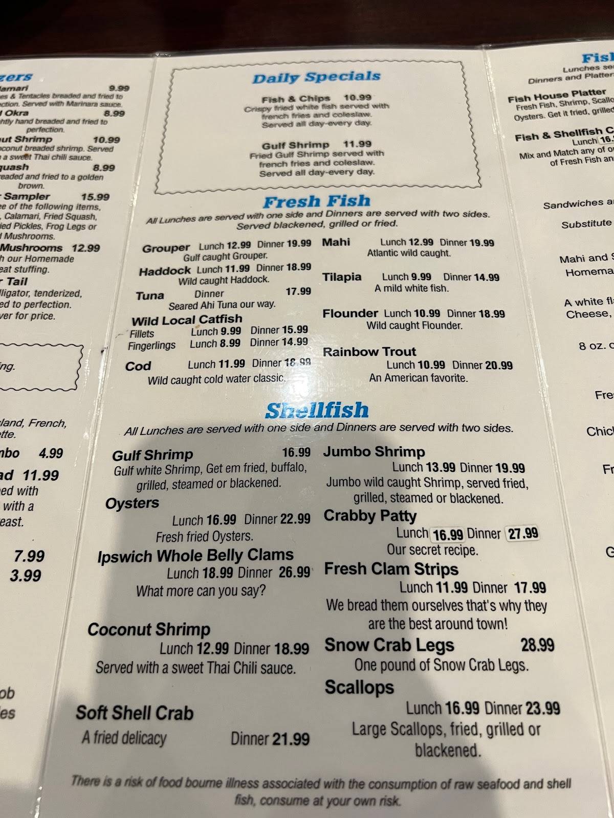 Menu at Deland Fish House restaurant, DeLand, 310 E International ...