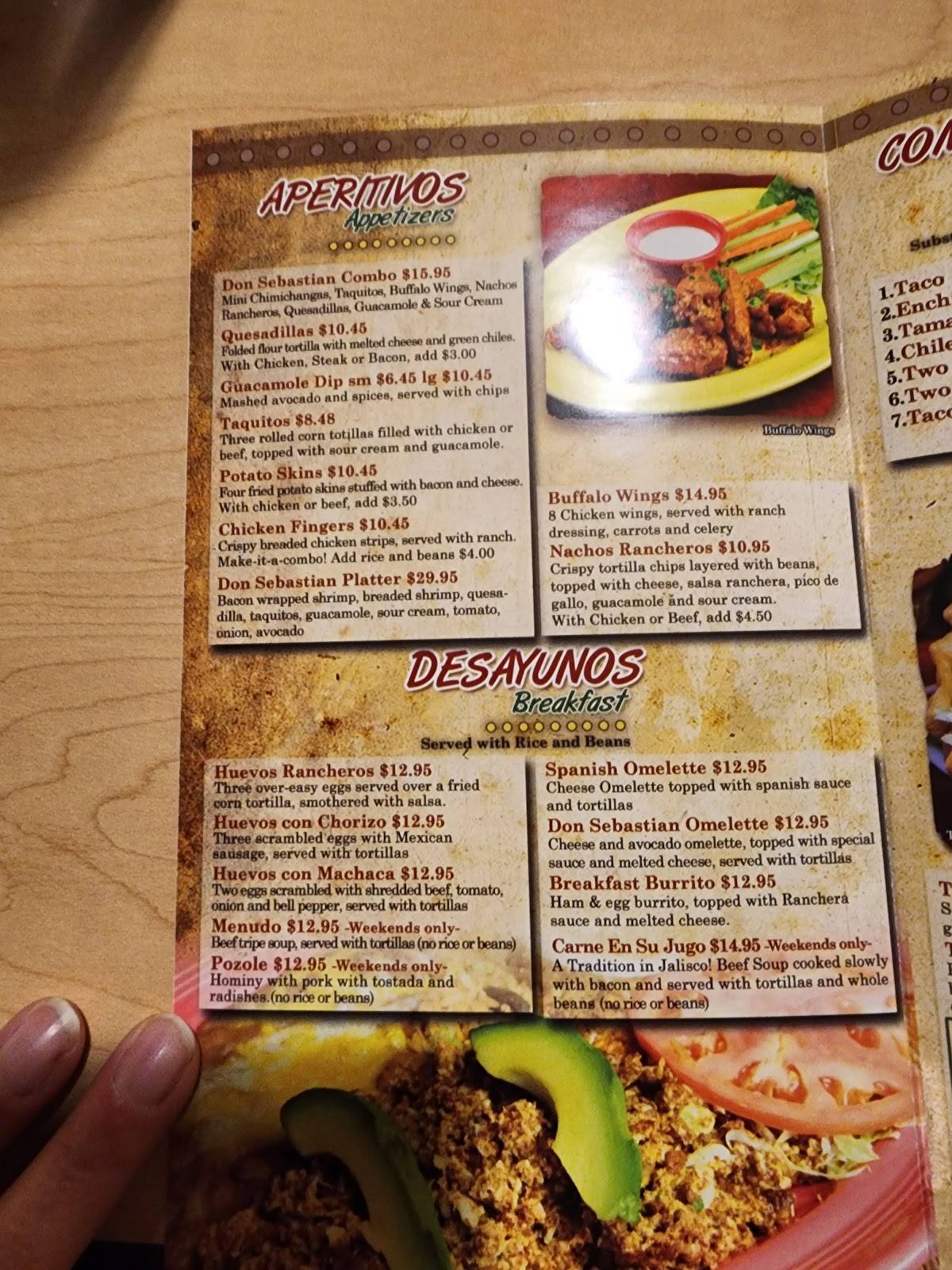 Menu at Don Sebastian Mexican Restaurant, Lancaster