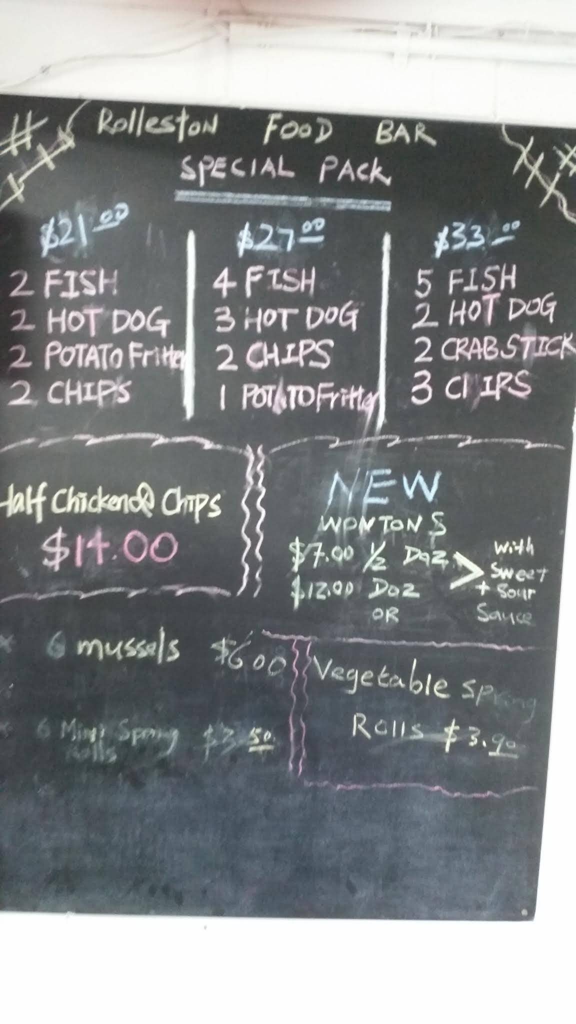 Menu at Rolleston Food Bar, Rolleston