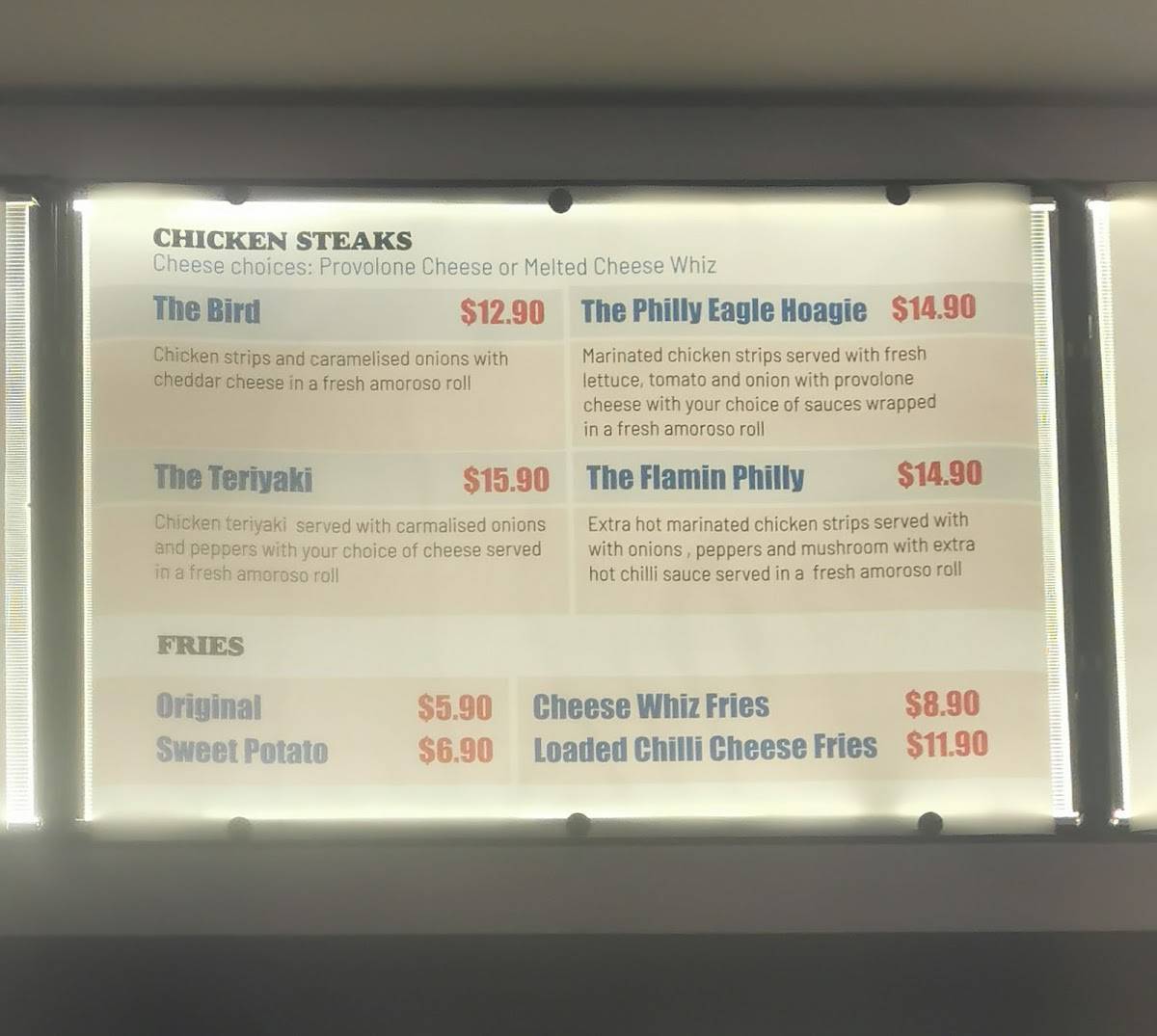 Menu At Fatboys Phillys Restaurant Melbourne