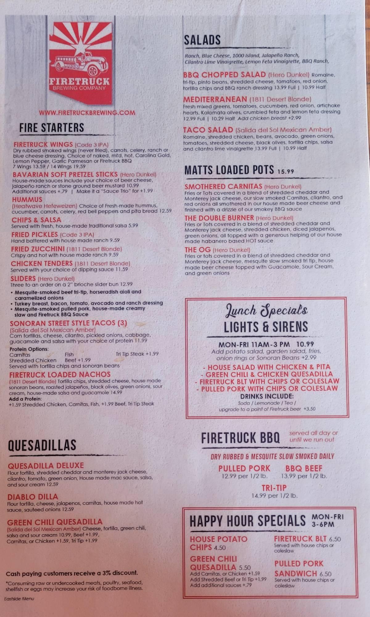 Menu at Firetruck Brewing Company, East pub & bar, Tucson, E Tanque