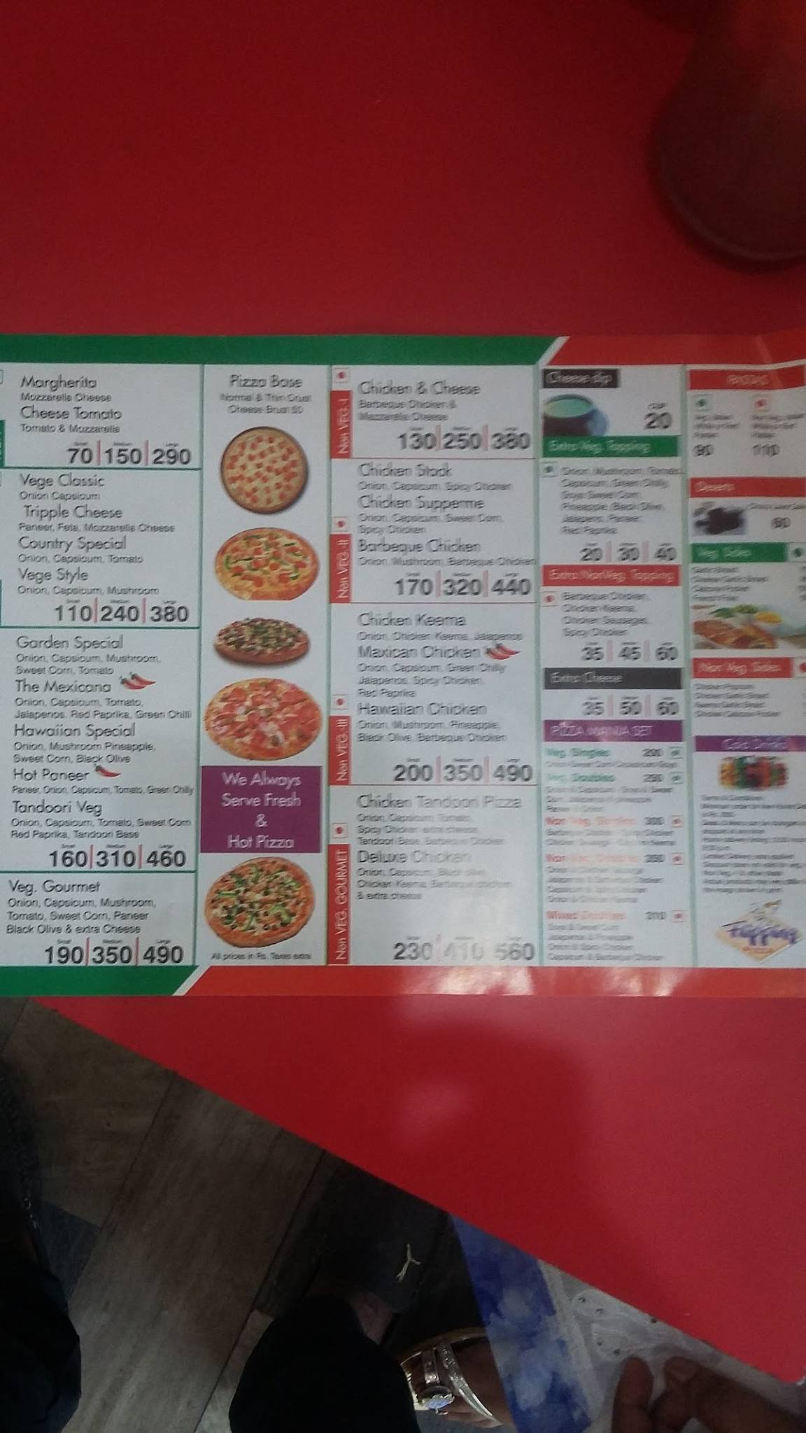 Menu at Flipping Pizza, Kot Kapura