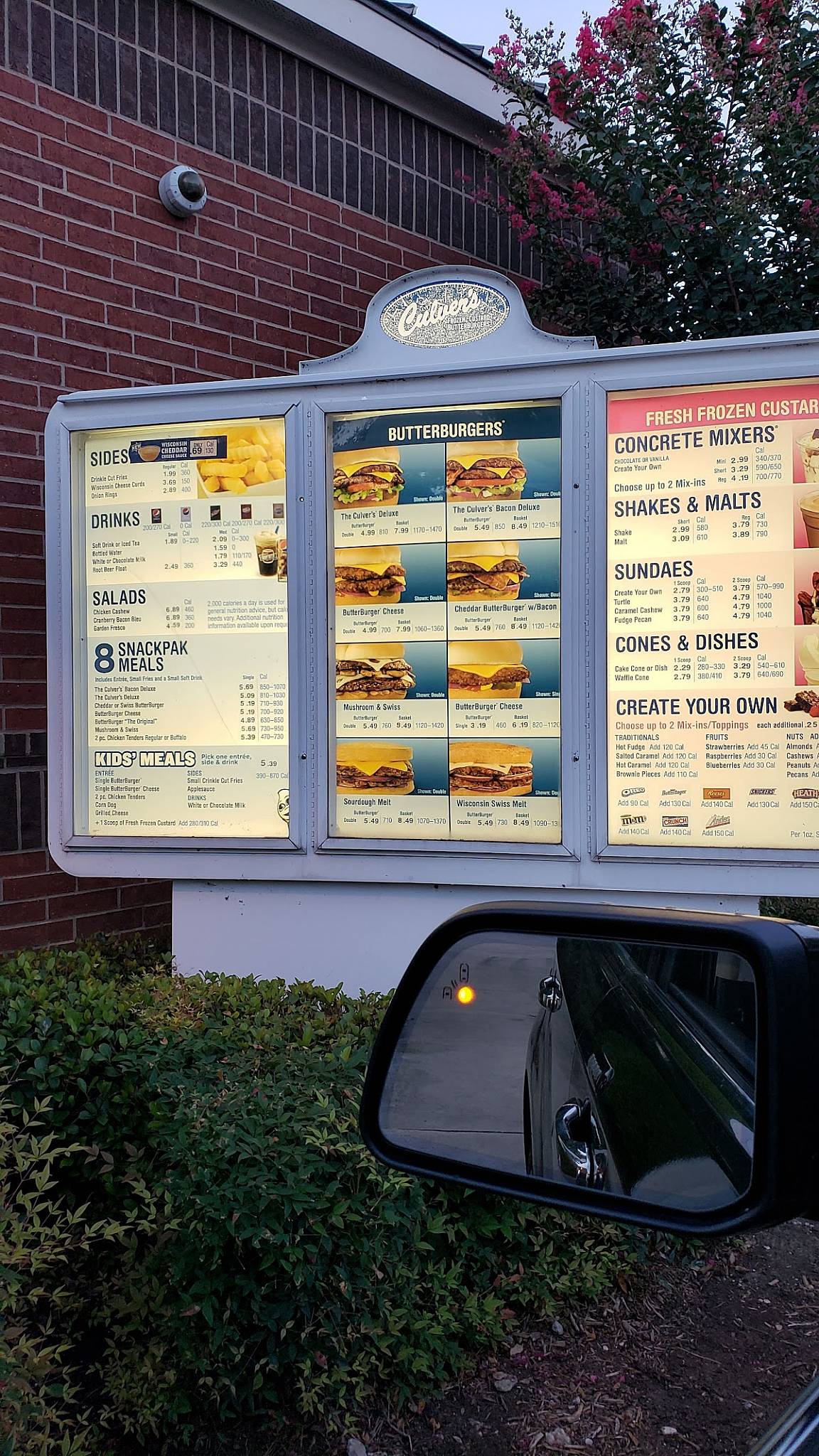 Menu at Culver’s fast food, Flower Mound, Flower Mound Rd