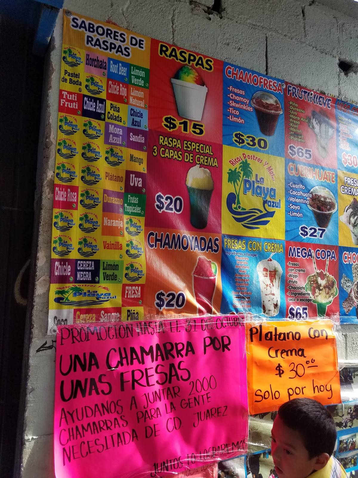 Carta del restaurante Fresas La Playa Fresas con Crema, Ciudad Juarez, Cutzamala 655