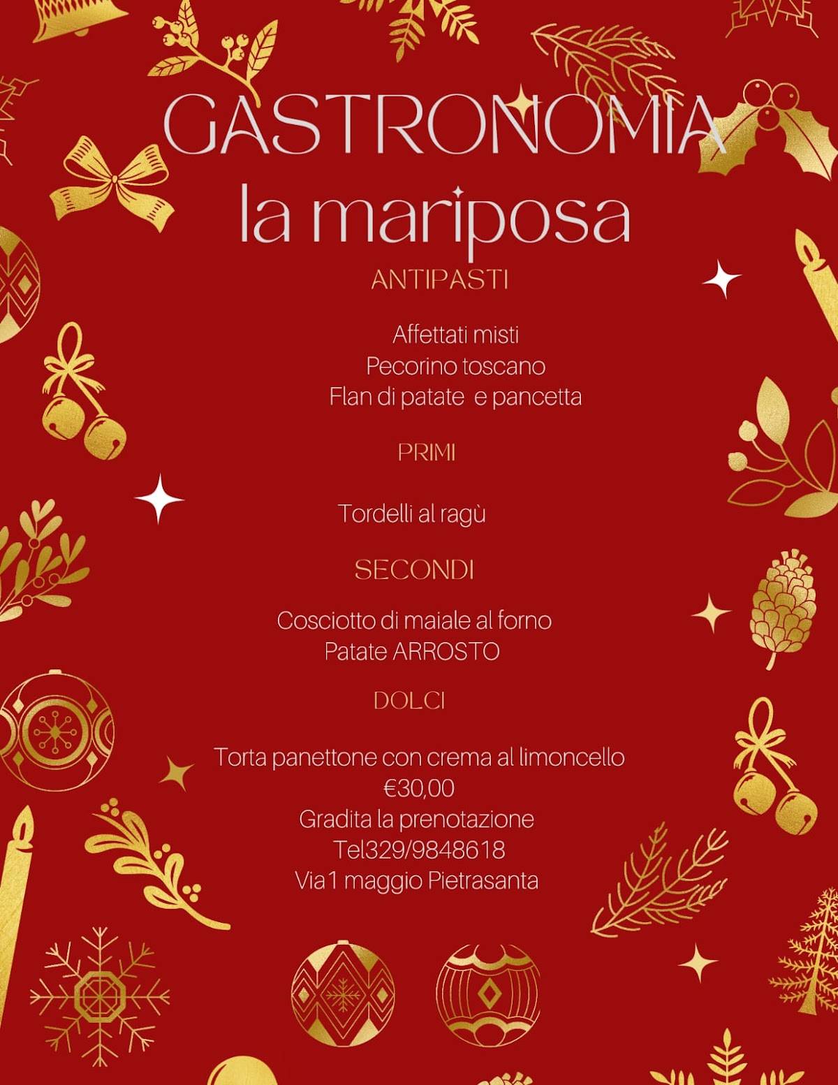 Menu da La Mariposa GastronomiaRistorante, Pietrasanta